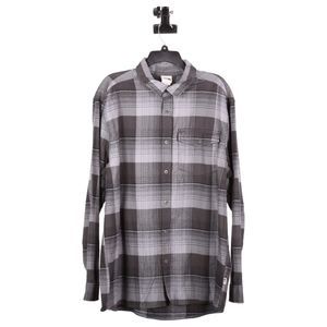 The North Face Mens Gray Button Pockets Plaid Shirt Size XL